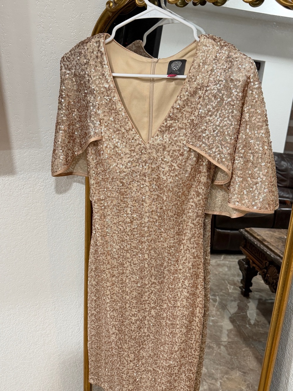 Vince Camuto Rose Gold Sequin Midi Dress
